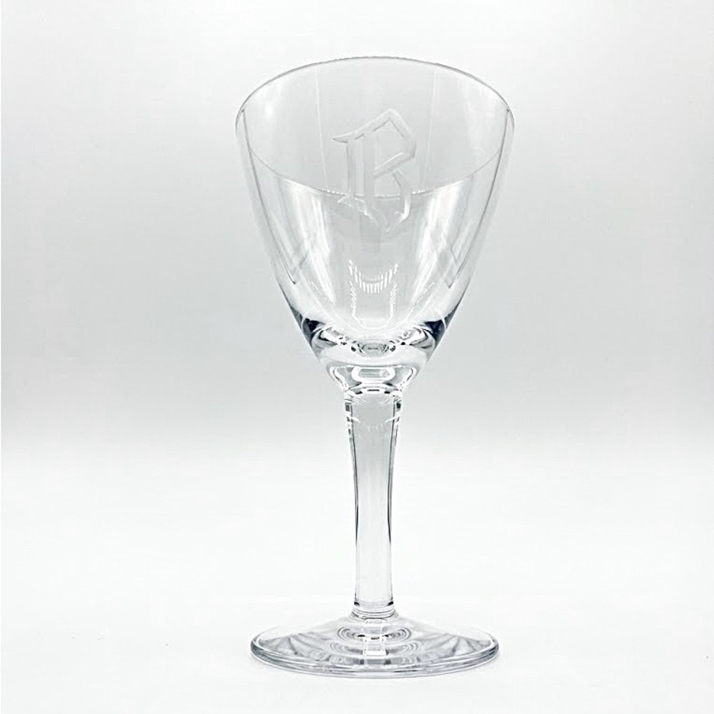 Set of 12 Etched Crystal Wine Glasses Monogram “B” Elegant Stemware Entertaining